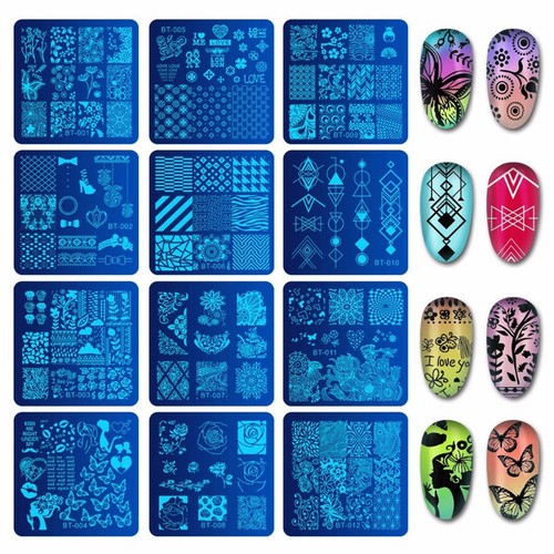 12 piezas placas de manicura para uñas Biutee + 1 estampador de esmalte + 1 estampilla de arte en uñas raspadora - Imagen 2 de 3