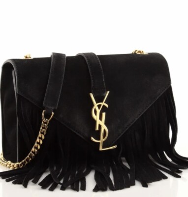 Saint Laurent Classic Monogram Fringe Crossbody Bag Suede Saint Laurent Classic Monogram Fringe Crossbody Bag Suede