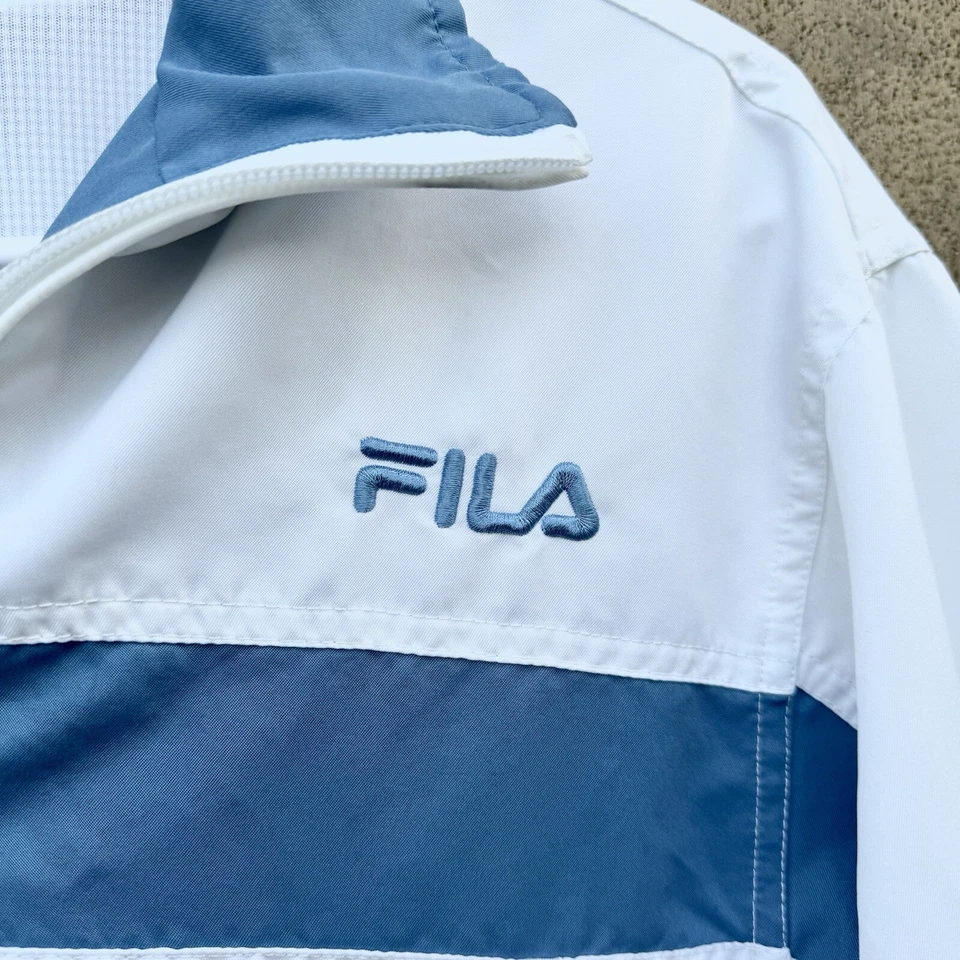 Chaqueta deportiva FILA para mujer cremallera completa blanca y azul M cortavientos Foto 3 de 4