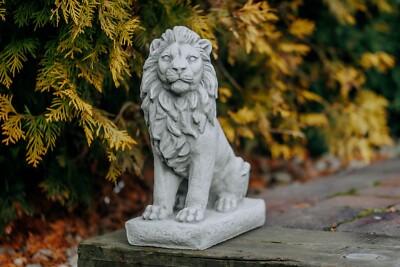 Gartenfigur Löwe Frostsicher Löwe Liegend Rechts Steinfigur H.20 Cm 41 X 20 Cm 18 Kg Weißbeton 34 Cm Hohe Statue