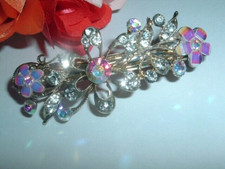 Vintage Small Crystal Floral 2.5" Hair Barrette
