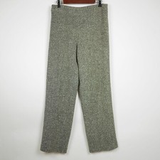 CARLISLE Women's 10 Black  beige silk wool straight leg stretch pants trousers