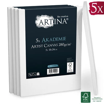 ARTINA 5er Set 18x24cm Keilrahmen Leinwände Leinwand Malen Künstlerbedarf Maltuch FSC®