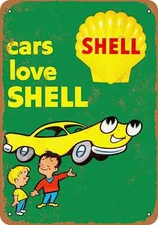 METAL SIGN - 1960 Cars Love Shell Gasoline - Vintage Look Reproduction