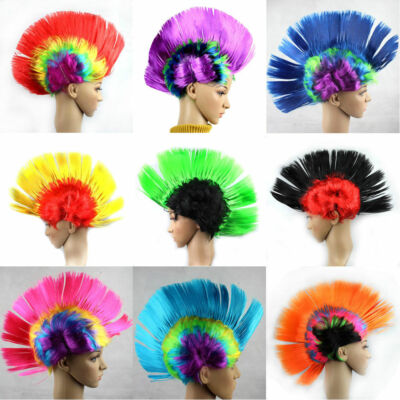 Multicolor Punk Hairstyle Cockscomb Wig Masquerade Party Fancy Hair Cosplay