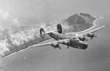 WW2 Picture Photo 1944 B-24J Liberator Deadeye II 392nd overflying Iwo Jima 2260