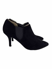 Ann Marino Bettye Ankle Faux Suede Pump Heels 8.5 Slip on Black