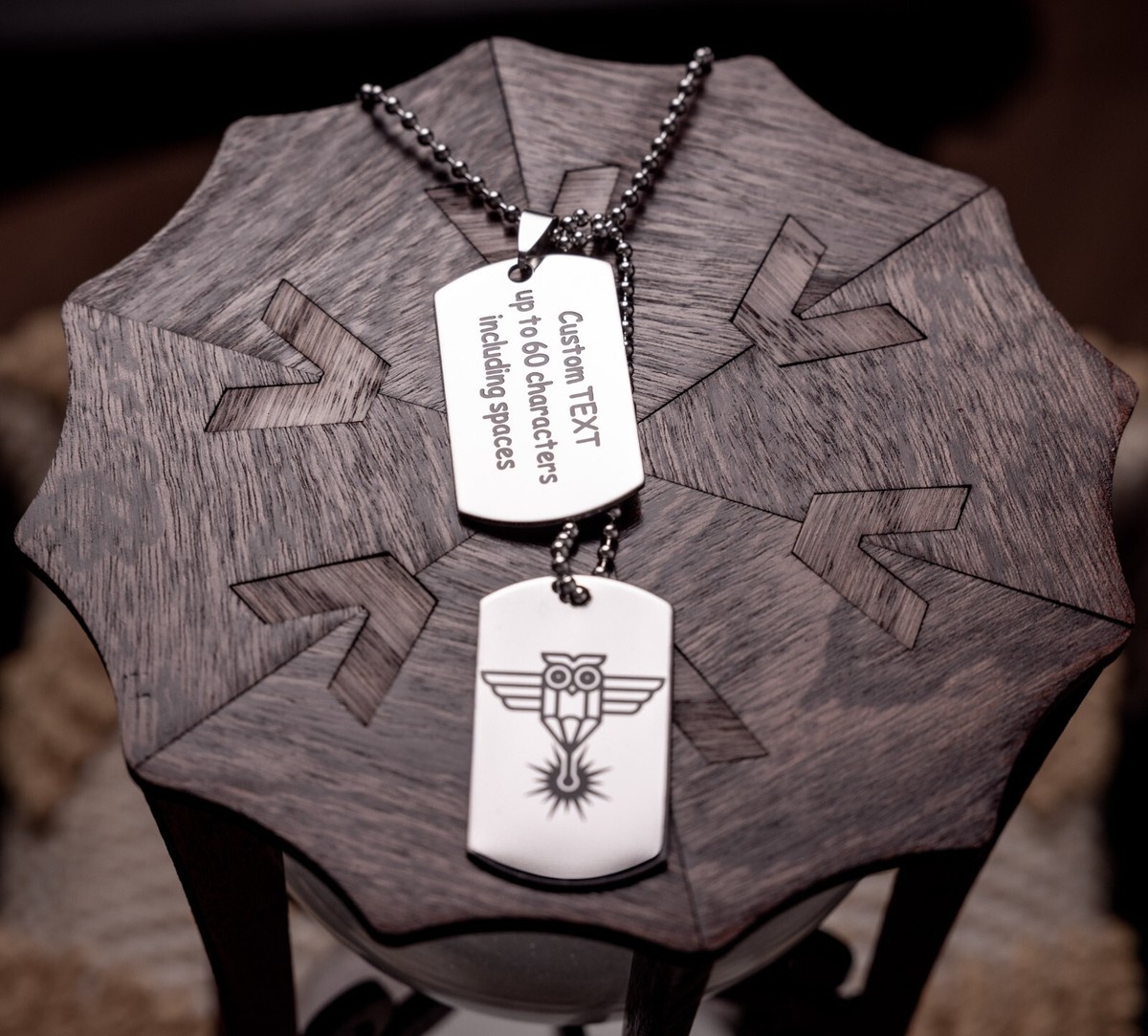 Personalised Set Army Dog Tag Stainless Steel Laser engraved Logo Text Twin  Tags