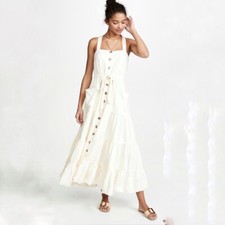 Free People Catch the Breeze Linen White CottageCore Summer Dress Extra Small
