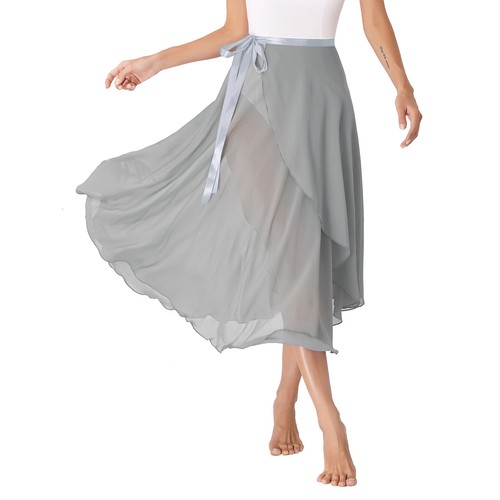 Women's Sheer Lace Up Wrap Dance Skirt Solid Color High Waist Flowy Midi Skirt - Picture 36 of 134