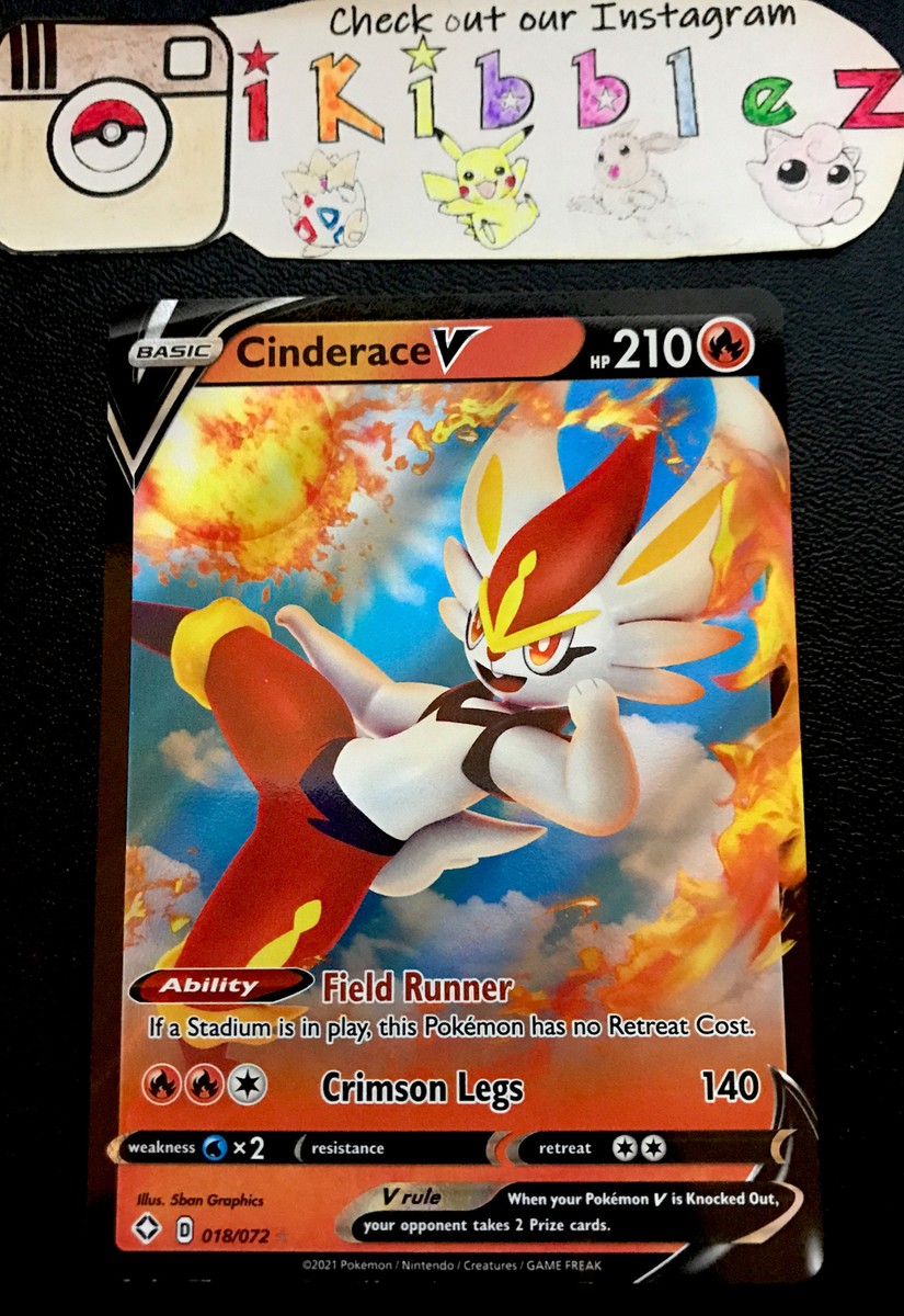 Cinderace V 18/72 NM Full Art Ultra Rare Pokémon Card. Free