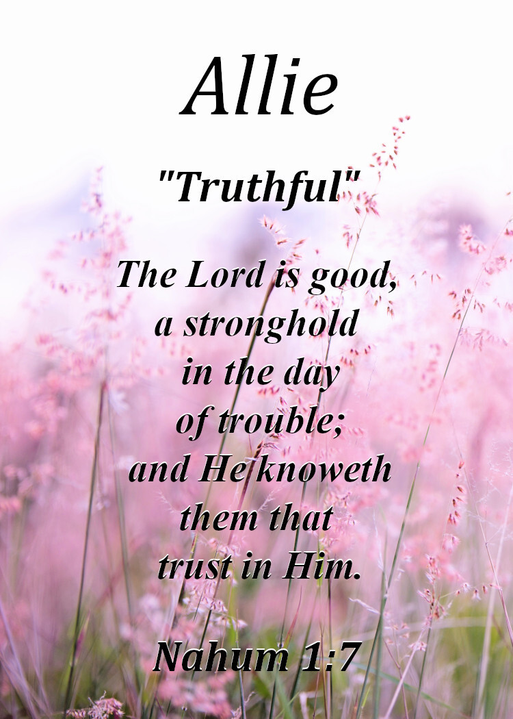 Allie &ldquo;Truthful&rdquo; Keepsake Name Meaning Card with Bible Verse | eBay