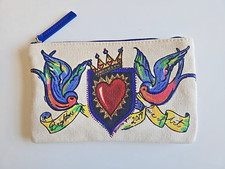 Brighton Canvas Makeup Cosmetic Bag Zippered Purse Art of Love Birds 2019