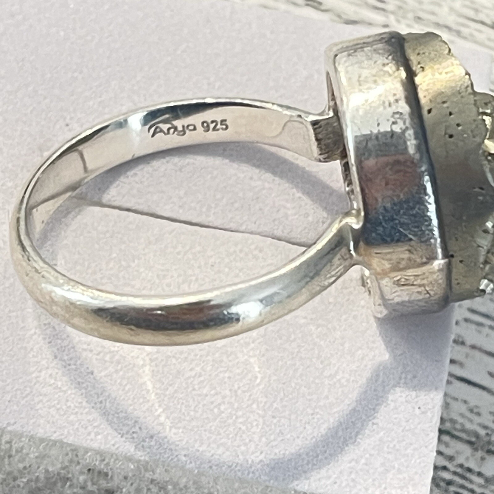 Sterling Silver Solid .925 Genuine Pyrite Ring Si… - image 7