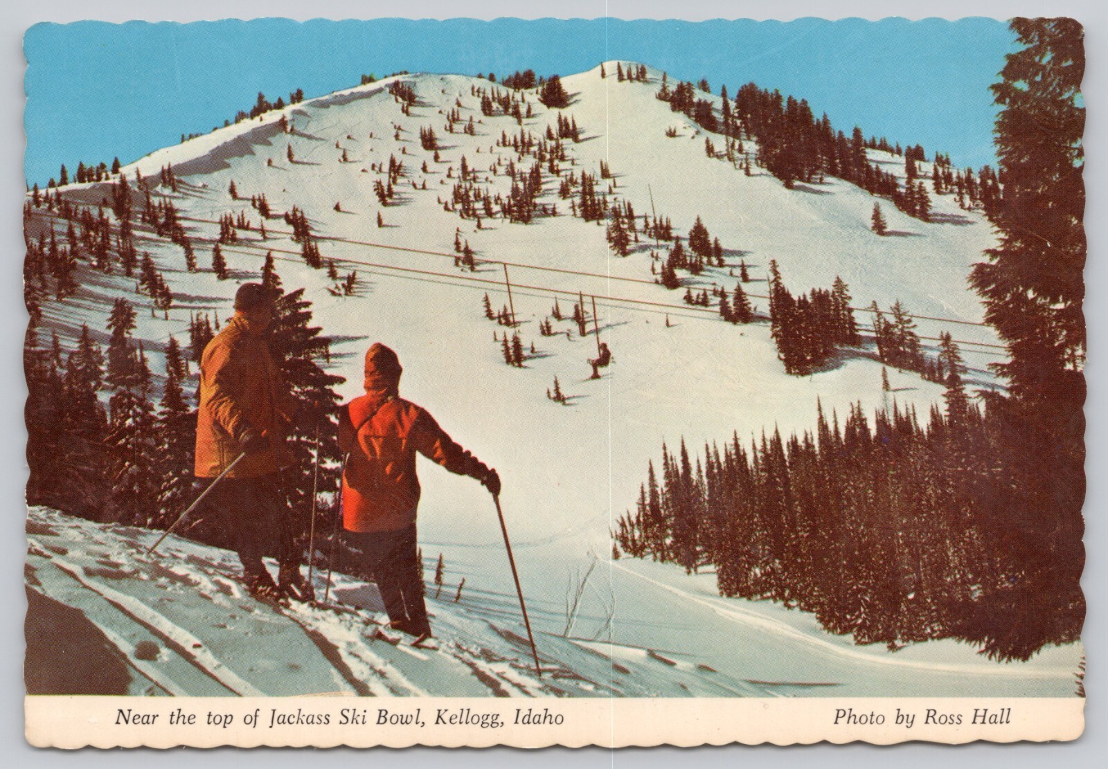 Postcard Kellogg Idaho Skiers Near Top of Jackass Ski Bowl eBay