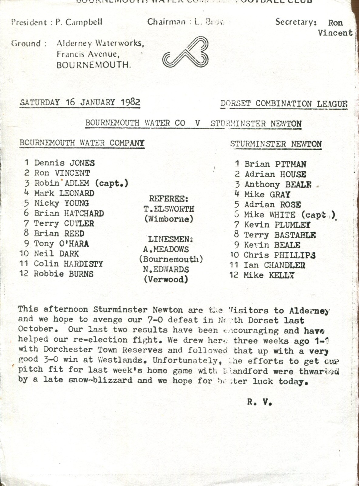 A22 Bournemouth Water Company v Sturminster Newton 16/01/82 Dorest