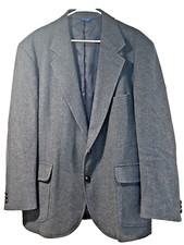 PENDELTON Blazer Mens Sz 48 Gray Tweed Wool Suede Elbow Patch Sports Coat Blazer