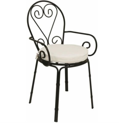 SEDIA POLTRONA CON CUSCINO IN FERRO BATTUTO ARREDO GIARDINO