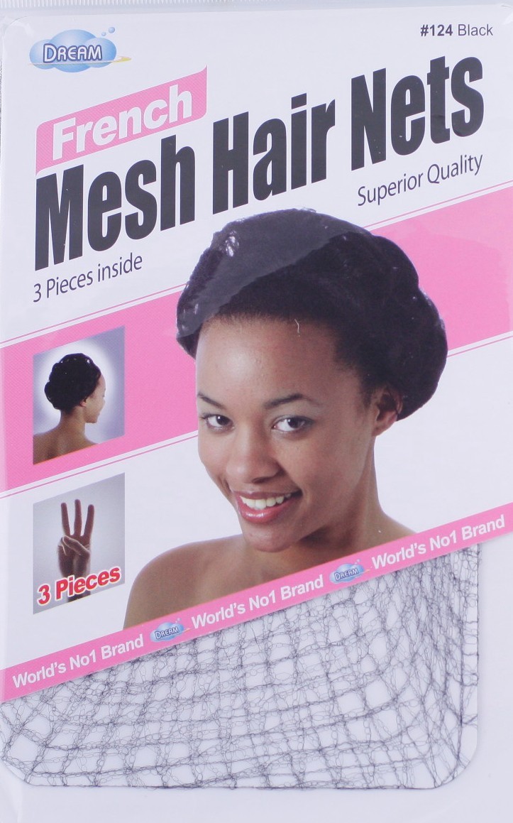Jac-O-Net #161 French Type Tiny mesh Hair Nets w//Elastic 3 pcs Black