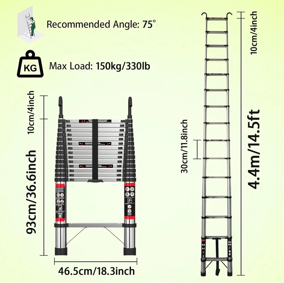 Telescoping Ladder StainlessSteel Folding Ladder Portable Extendable