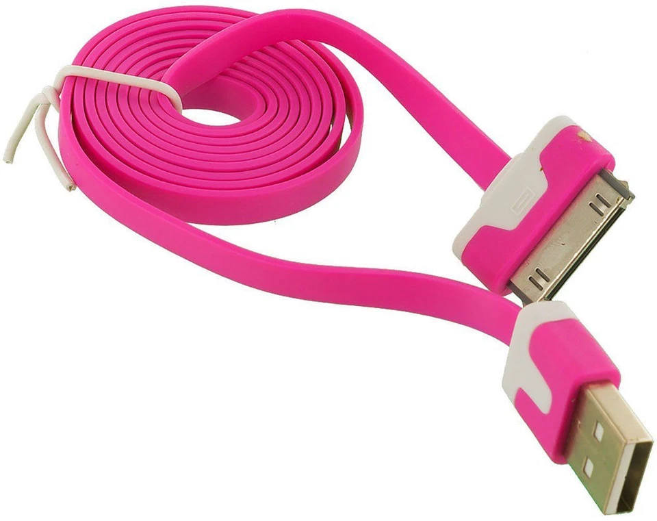 USB 3FT Flat Noodle data sync Charger power Cable cord for iPhone 4s iPod Nano 6 - Image 2 of 4