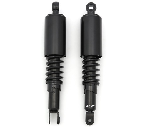 Black & Chrome Remote Reservoir Shocks - 350-360mm Eye To Clevis For Honda CB Series Motorcycles