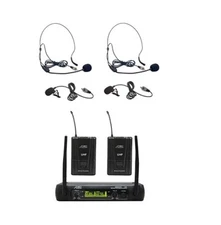 Audio2000'S AWM6074UMH UHF, DUAL WIRELESS LAVALIERE/HEADSET MICROPHONE SYSTEM-N
