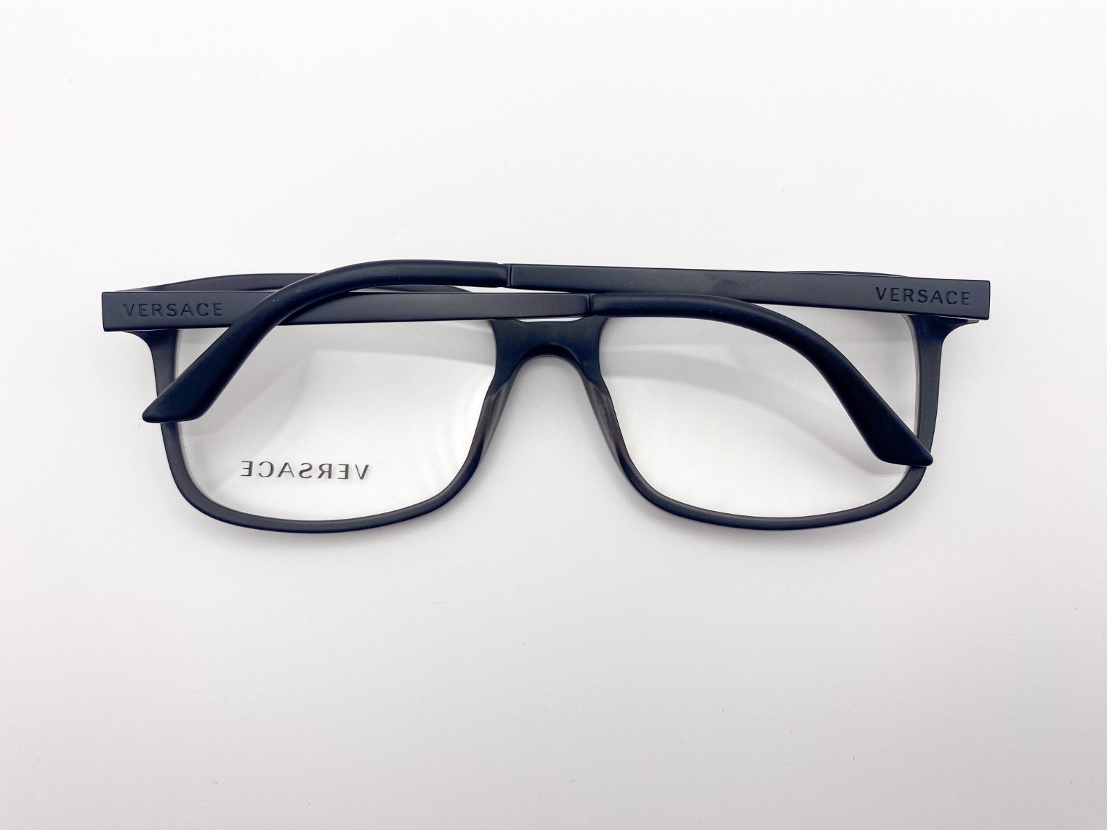 Versace Y2K Black Rectangular Eyeglasses Frames -… - image 3