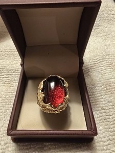 Authentic Rare Vintage Alexis Bittar Gold Plated Sterling Silver Cabachon Ring