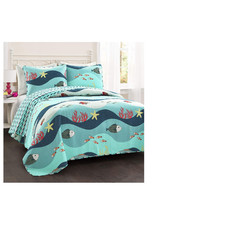 Lush Decor Lush Sea Life Reversible Cotton Quilt Twin Size 3 Piece Set -