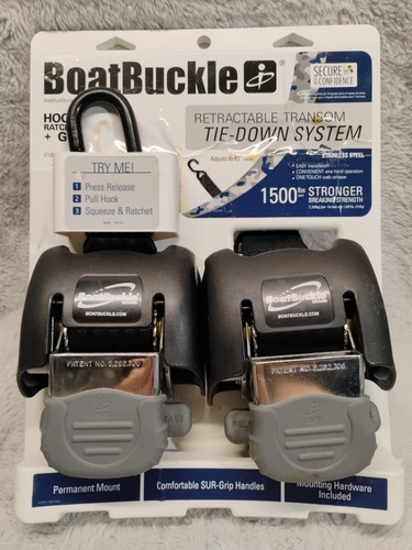 BoatBuckle G2 Retractable Transom Tie-Down 43" Pair Of 2 F14256 *Used*