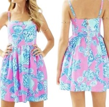 lilly pulitzer Ardleigh Seashell Mini Dress Sz 6 Pink Tropical Resort Cotton