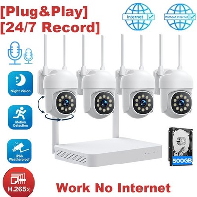 FUNK Überwachungskamera Set AUßEN Videoüberwachung 10CH NVR WLAN 4x1080P Kameras