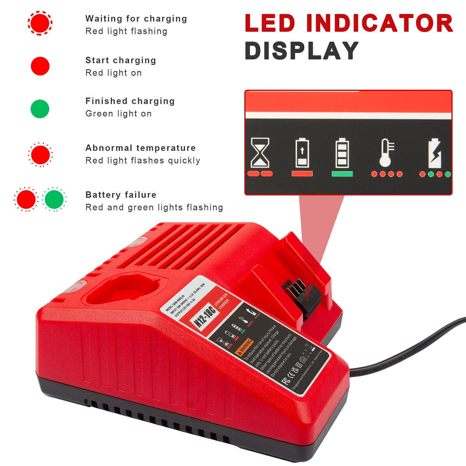 Battery Charger For Milwaukee For M18 18V 12V Dual Voltage 48-59-1812