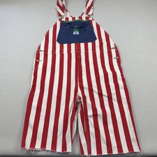 Liberty Overalls Shorts Mens 42x12* Red White Blue 4th July Patriotic Stripe USA