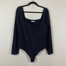Aritzia Babaton Contour Bodysuit Womens 2XL Black Long Sleeve Square Neck