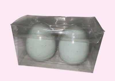 Two Robin Egg-Shaped Ceramic Salt & Pepper Shakers Speckled Blue