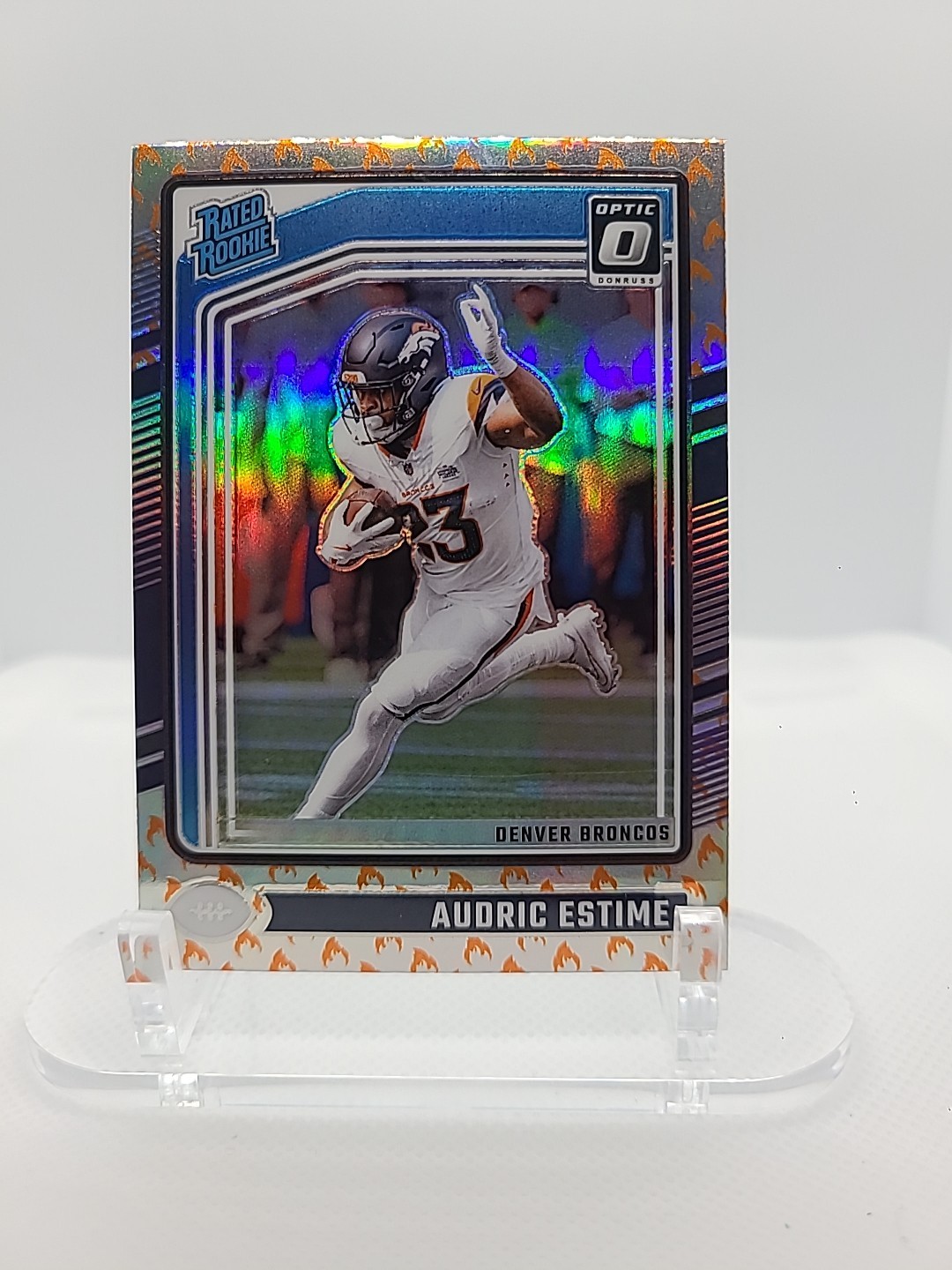 2024 Panini Donruss Optic - Rated Rookie Audric Estime #206 Fire Prizm (RC)