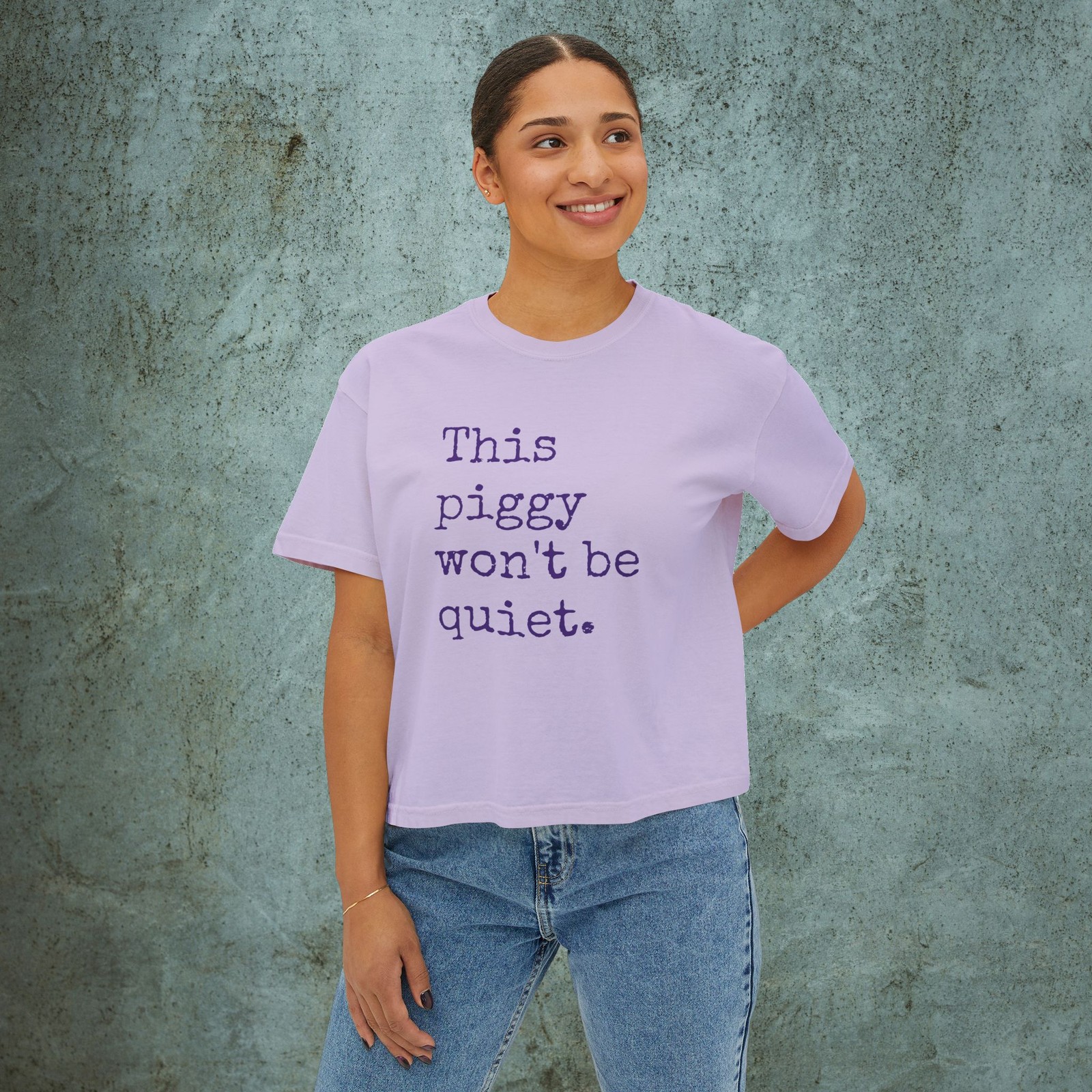 This Piggy WON'T BE QUIET Boxy Tee, Cropped Womens Tshirt, Anti Trump Merch