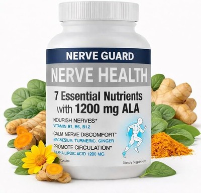Nerve Support Supplement ALA Vitamins B12 B6 & B1 Magnesium Turmeric Ginger