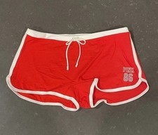 PINK Victoria's Secret Cotton Dorm Boyshort Panty Underwear Red White NWT Large