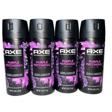 4 Pack AXE Purple Patchouli Body Spray 4oz Premium Fine Fragrance Citrus Oak New