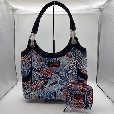 Vera Bradley Seaside Anchor Tote Large Canvas Port Beach Snap + Zip Wallet READ