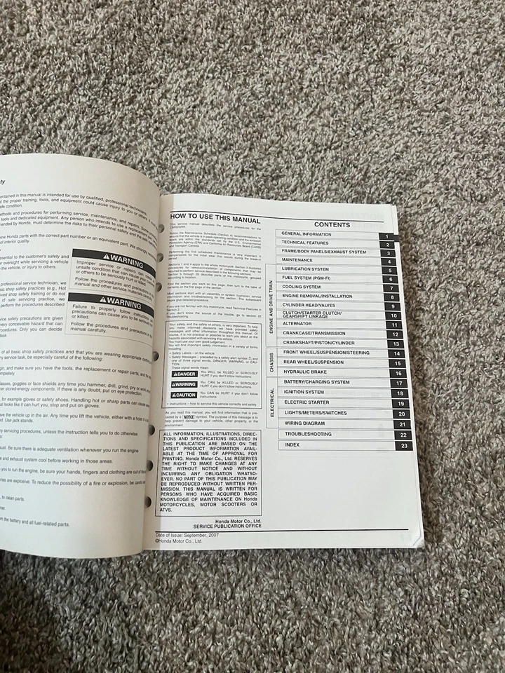 Manual de serviço de reparo Honda CBR600RR 2007 2008 - Imagem 4 de 4