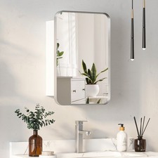 Bathroom Mirror Cabinet Curved Edge Modern Wall Mounted Mirror Large 400x600mm