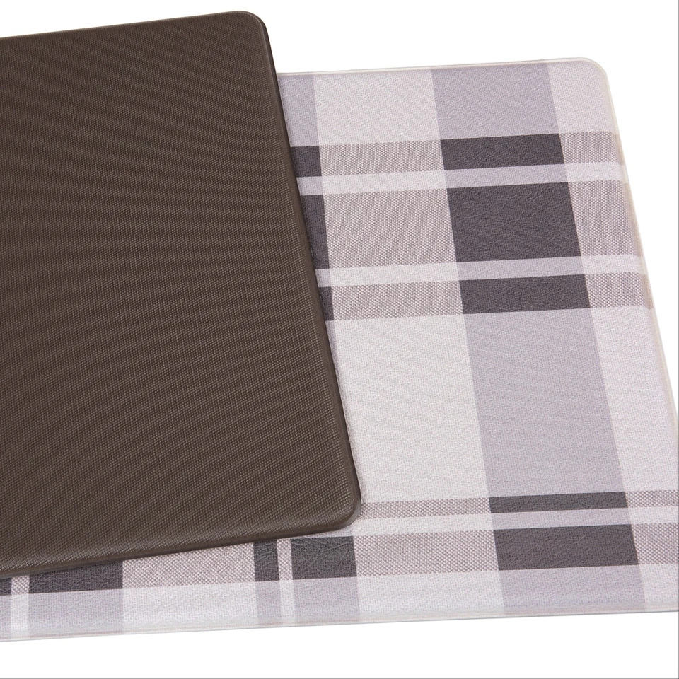 Rugshop Kitchen Floor Mats Plaid Anti-Fatigue Standing Mat Bath Mats Non-Slip - Image 4 of 4