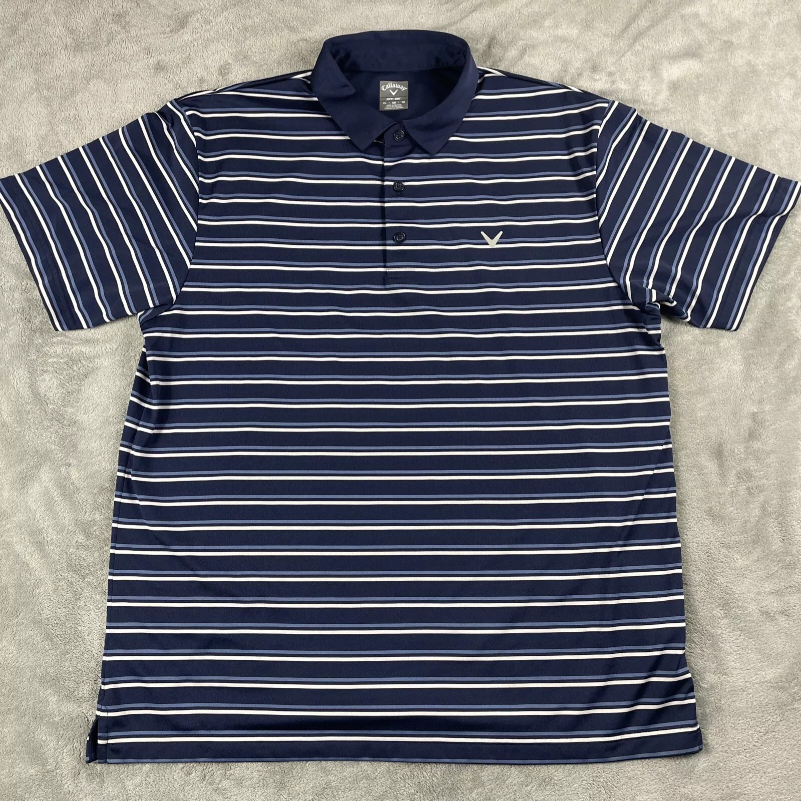 РУБАШКА CALLAWAY МУЖСКАЯ ТЕМНО-СИНЯЯ В БЕЛУЮ ПОЛОСКУ С КОРОТКИМ РУКАВОМ GOLF POLO - L - ТЕМНО-СИНИЙ 9690₽