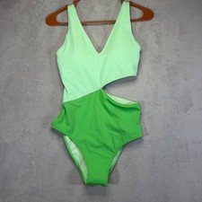 Fabletics Asymmetrical Cutout Shaping One Piece Swimsuit Green SM2355208 Small