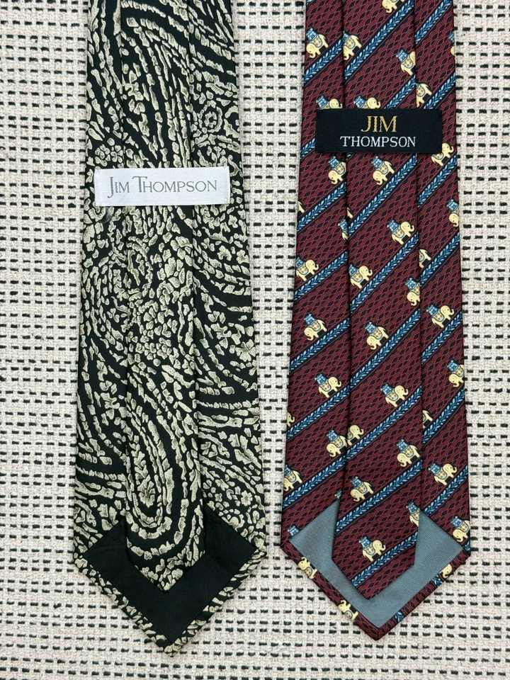 LOTE DE 2 CORBATAS JIM THOMPSON HOMBRE DISEÑO MIXTO HECHAS EN TAILANDIA Foto 2 de 4