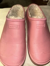 Hunter In/Out Bloom Pink Leather Insulated Clogs. Size  9